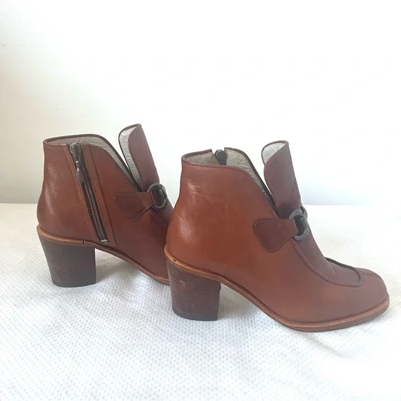 LA SCARPA Brown Genuine 
Leather Ankle Boots with Silver Buckle - Picture 2 of 10